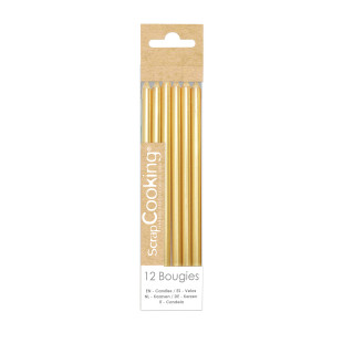 12 bougies hautes dorées 12 cm - Scrapcooking