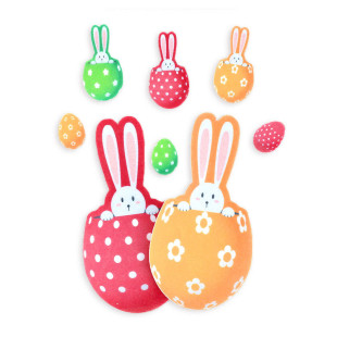 Lot de 28 décors comestibles en azyme Pâques : lapins et oeu Lot de 28 décors comestibles en azyme Pâques : lapins et oeu