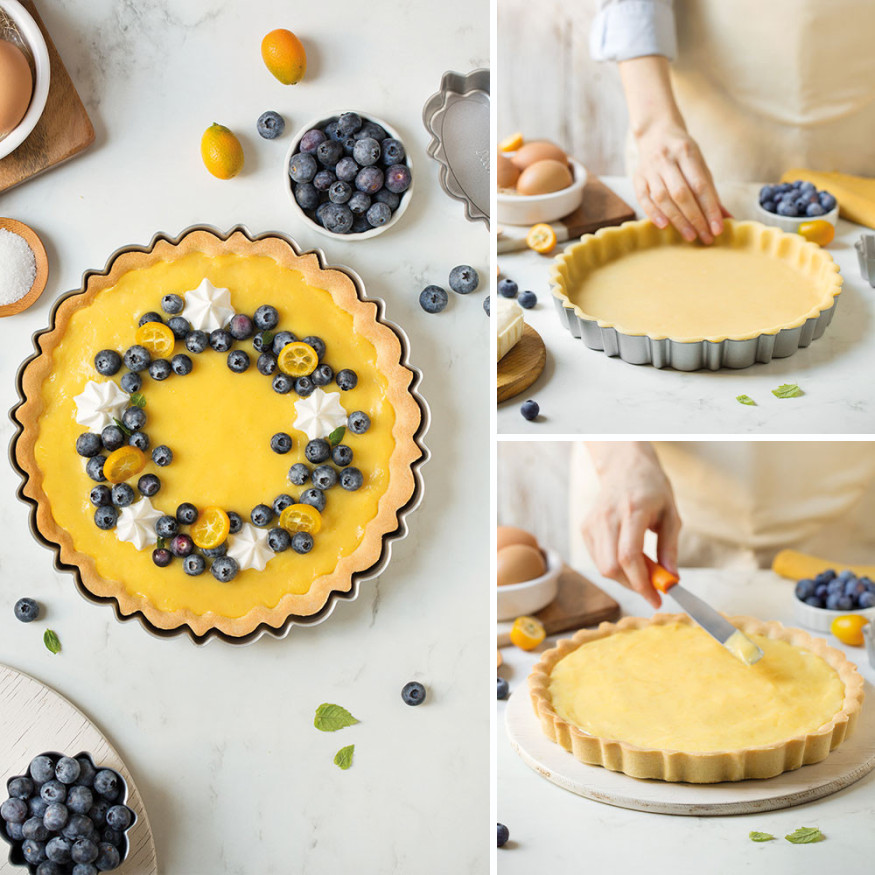 Moule à tarte avec fond amovible en métal antiadhésif 25cm