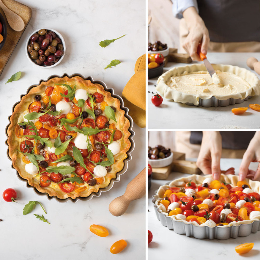 Moule à tarte avec fond amovible en métal antiadhésif 30cm