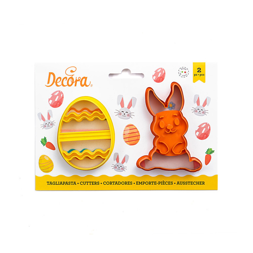 Lot de 2 emporte-pièces en plastique lapin et oeuf décoré Pâ