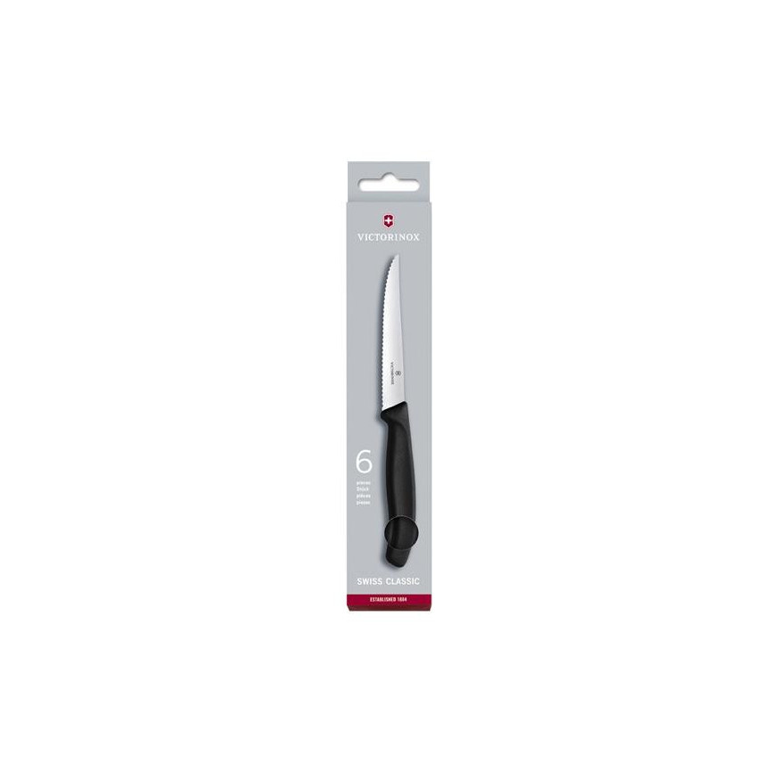 Coffret 6 couteaux steak manche noir - Victorinox