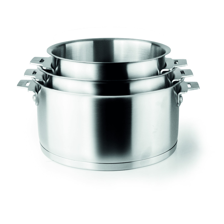 Série 3 casseroles inox amovibles 16 à 20 cm avec poignée - 