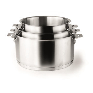 Série 3 casseroles inox amovibles 16 à 20 cm avec poignée - 