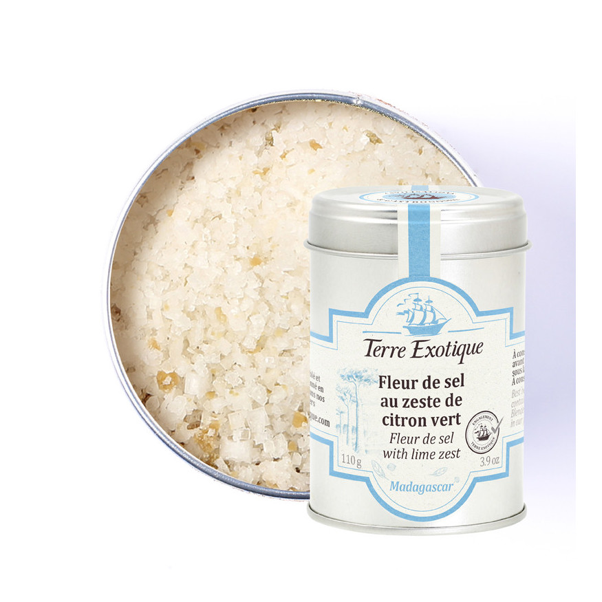 Fleur de sel au zeste de citron vert 90g - Terre exotique