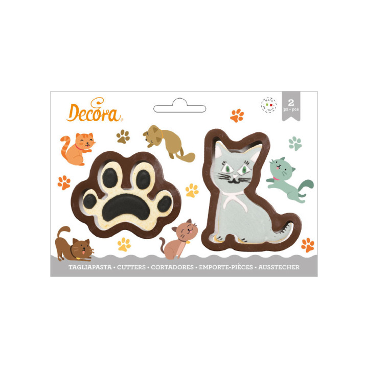 Kit 2 emporte-pièces en plastique : Chat - Decora