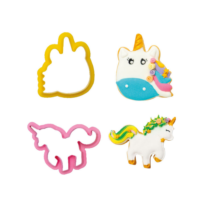 Kit 2 emporte-pièces en plastique : Licorne - Decora