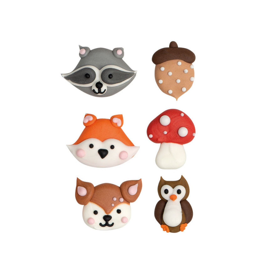 Plaque de décors comestibles : 6 décors Animaux de la forêt 