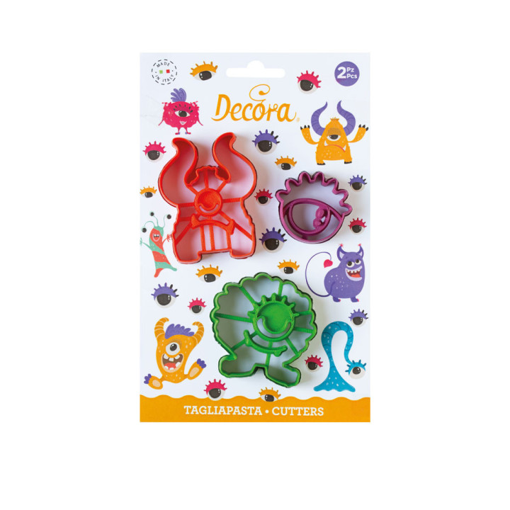 Kit 3 emporte-pièces en plastique : Monstre - Decora