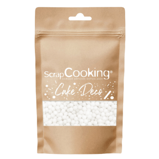 Dcor  parsemer : perles blanches 55 gr - Scrapcooking
