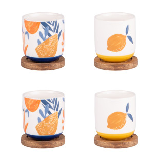 Coffret 4 tasses caf+sous tasses 25cl Sicilia - Table passi Coffret 4 tasses caf+sous tasses 25cl Sicilia - Table passi