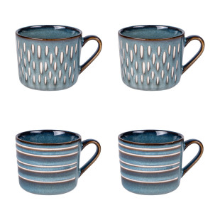 Coffret 4 mugs 44 cl Helsinki bleu - Table passion