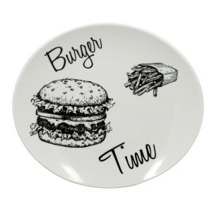 Assiette burger 29.5 cm en porcelaine - Novastyl Assiette burger 29.5 cm en porcelaine - Novastyl