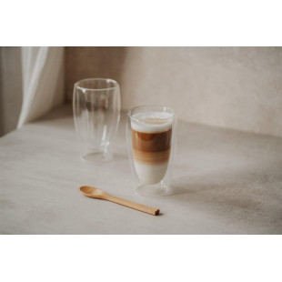 Lot 3 tasses double parois + 3 cuillres bambou 350ml