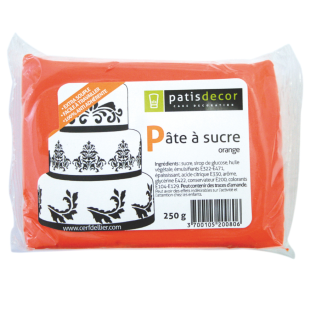 Pâte à sucre goût vanille : orange 250 gr - Patisdecor Pâte à sucre goût vanille : orange 250 gr - Patisdecor
