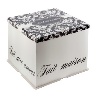 Boîte à gâteaux blanche et noire 36 x 36 x 28 cm - Patisdeco Boîte à gâteaux blanche et noire 36 x 36 x 28 cm - Patisdeco