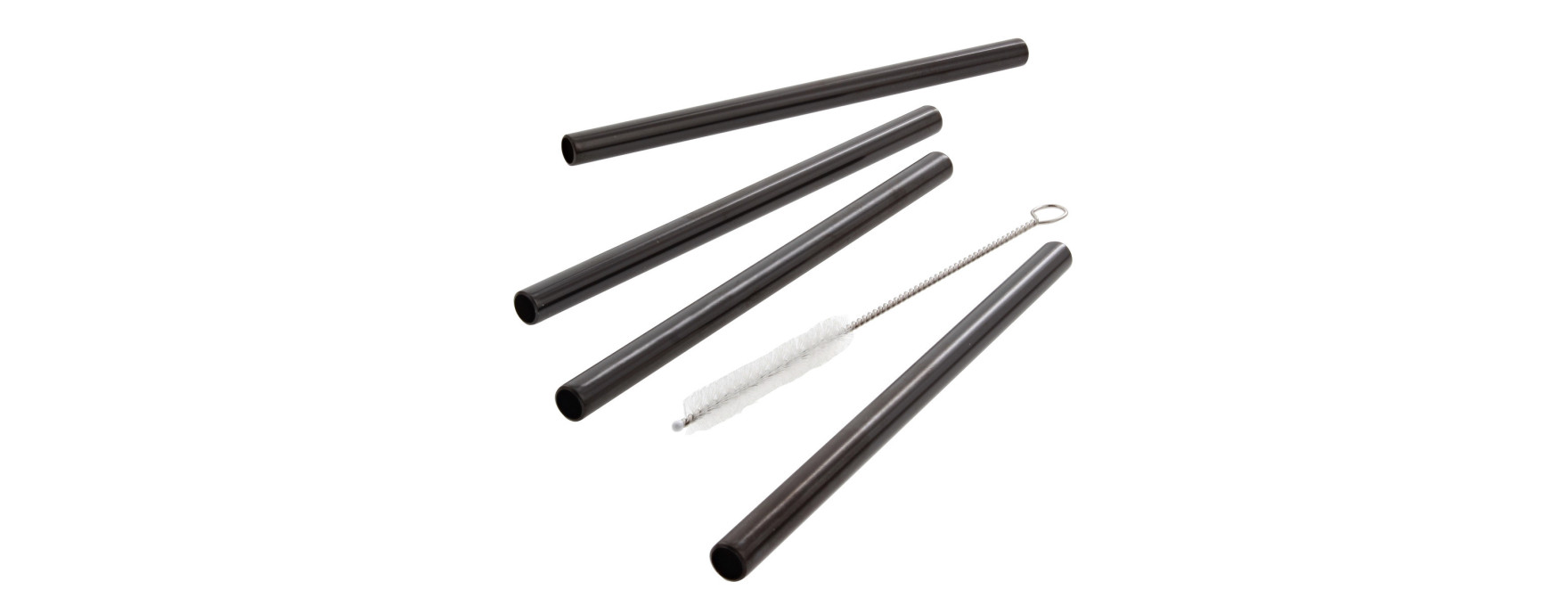 Set de 4 pailles courtes en inox noir avec brosse de nettoya
