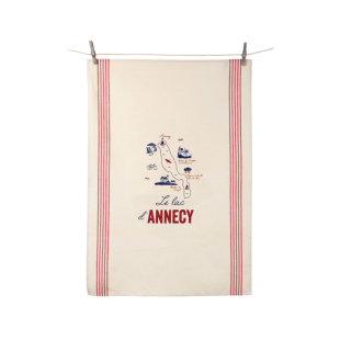 Torchon Le lac d´Annecy 55x80 cm 100% coton - Tissage de L´Ouest