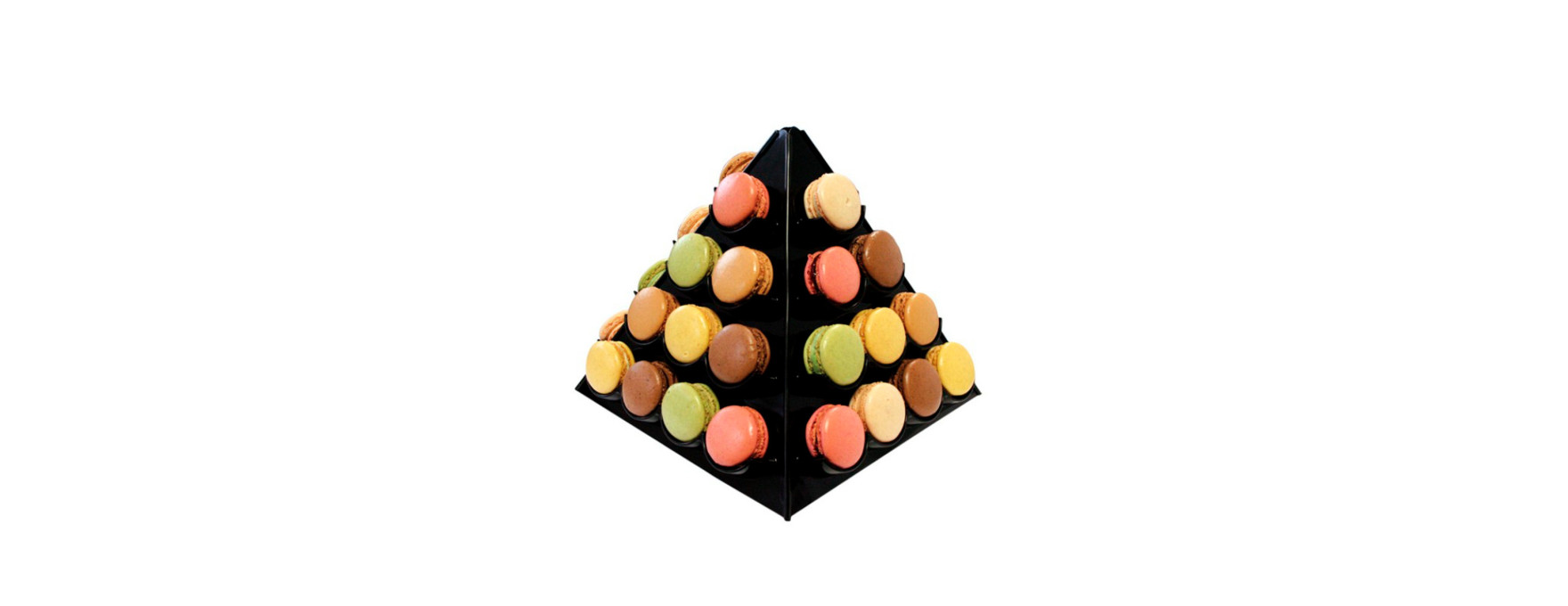 Présentoir pyramide à macarons en plastique noir 23 cm - Patisdecor