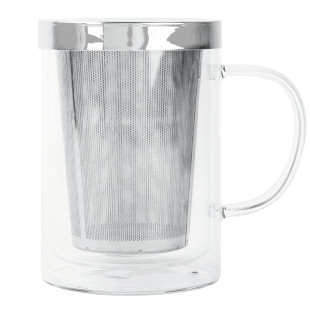 Tisanière tasse à thé double paroi avec infuseur transparent Tisanière tasse à thé double paroi avec infuseur transparent