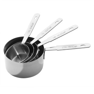 4 cuillères doseuses en inox : 59, 78, 118 et 236 ml et équi
