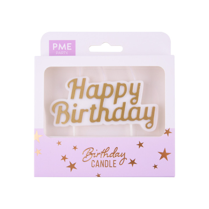 Bougie Happy Birthday dorée 10 x 9.5 cm - PME