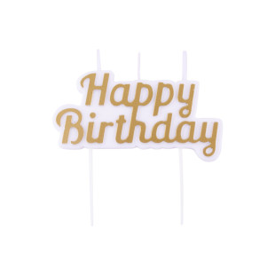 Bougie Happy Birthday dorée 10 x 9.5 cm - PME