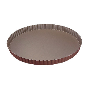 Moule à tarte avec fond fixe en métal anti-adhérent 28 cm - 