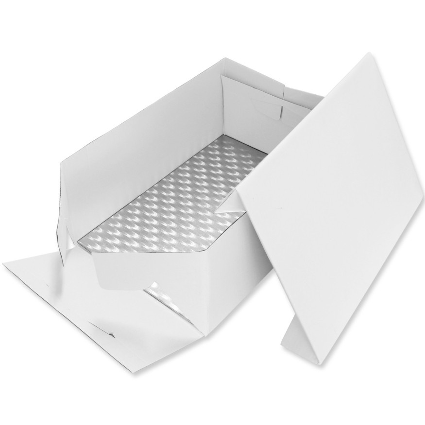 Boîte et support à gâteau rectangulaire en carton blanc et a