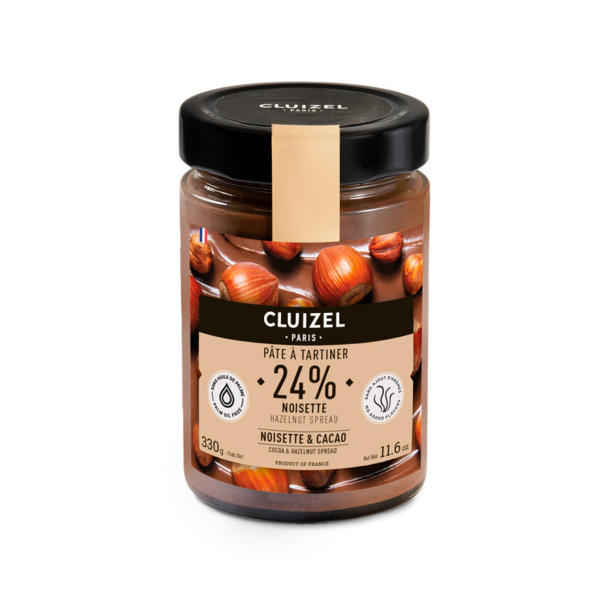 Pâte à tartiner à la noisettes 24% 330 gr - Cluizel Paris