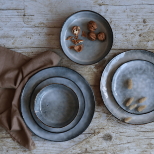 Lot 6 Assiettes coupe 16 cm Aronal en grès bleu - Ogo living