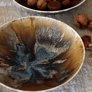 Lot 6 Assiettes calotte 21 cm en porcelaine marron Volcano -