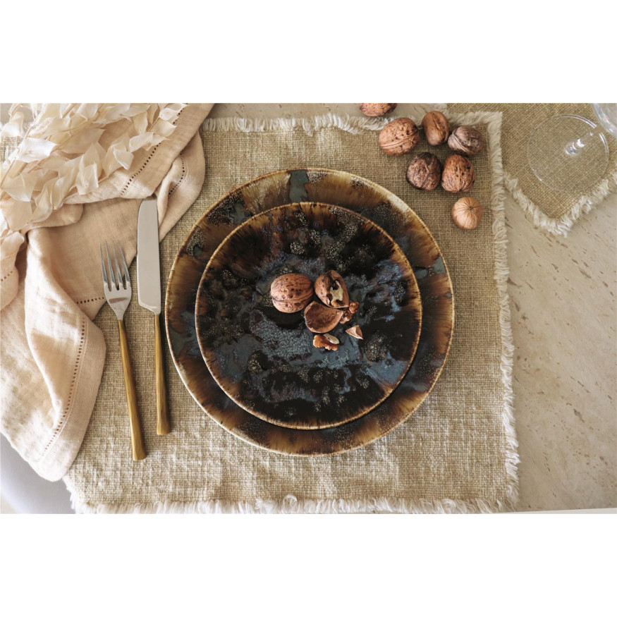 Assiette dessert 20 cm en porcelaine marron Volcano - Novast
