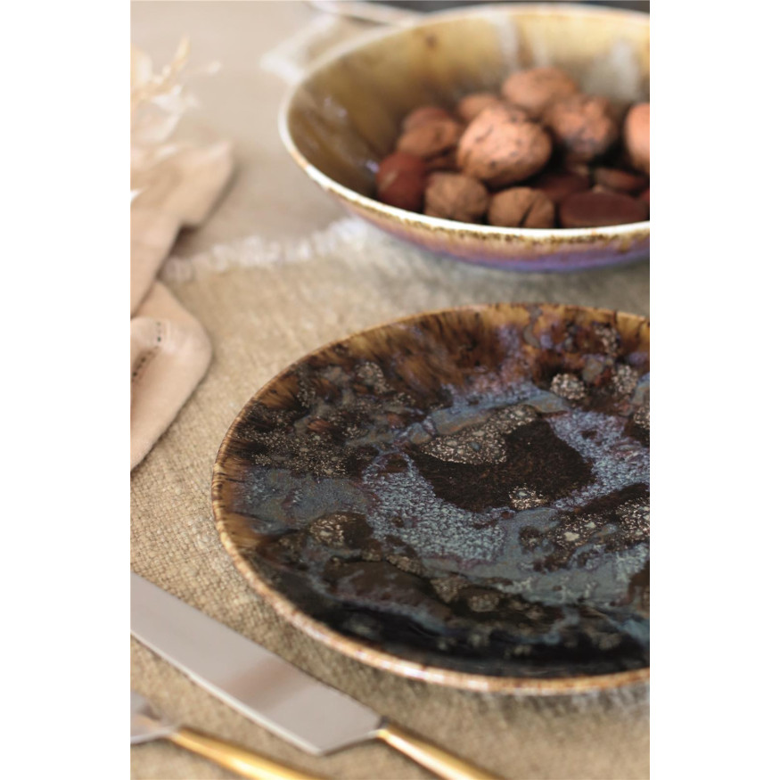 Assiette dessert 20 cm en porcelaine marron Volcano - Novast
