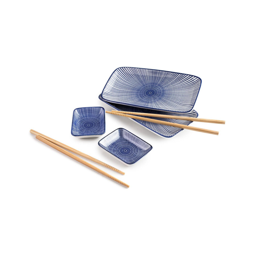 Set de service pour Sushis en céramique et bambou - Ibili