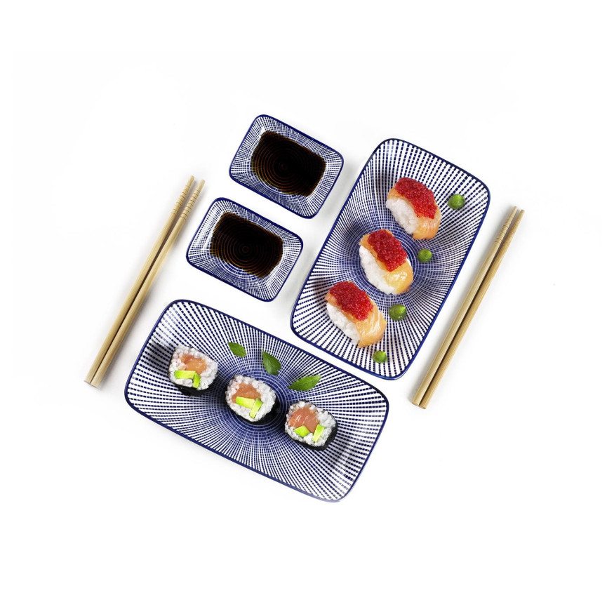 Set de service pour Sushis en céramique et bambou - Ibili