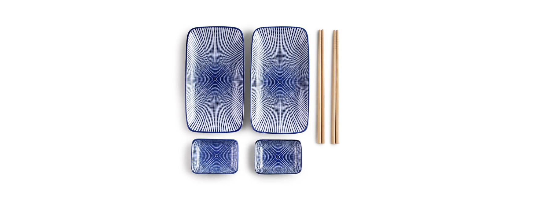 Set de service pour Sushis en céramique et bambou - Ibili