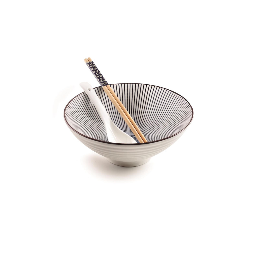 Bol à ramen 20,7cm avec cuillére et baguettes HAKATA - Ibili
