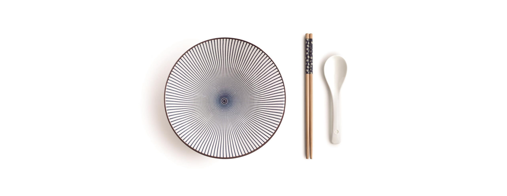 Bol à ramen 20,7cm avec cuillére et baguettes HAKATA - Ibili