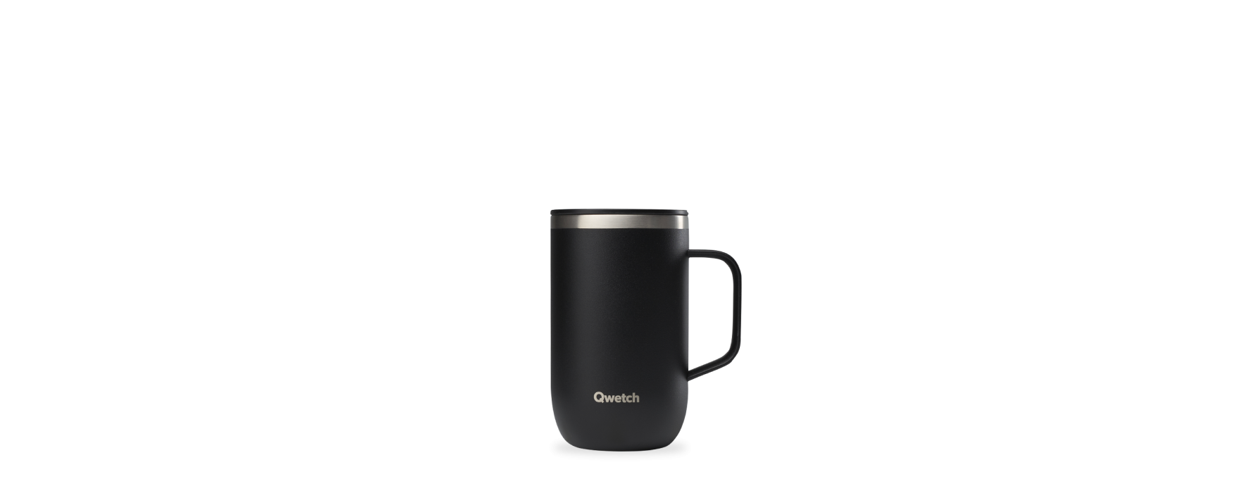 Travel mug isotherme avec anse  inox noir - 470ml- Qwetch