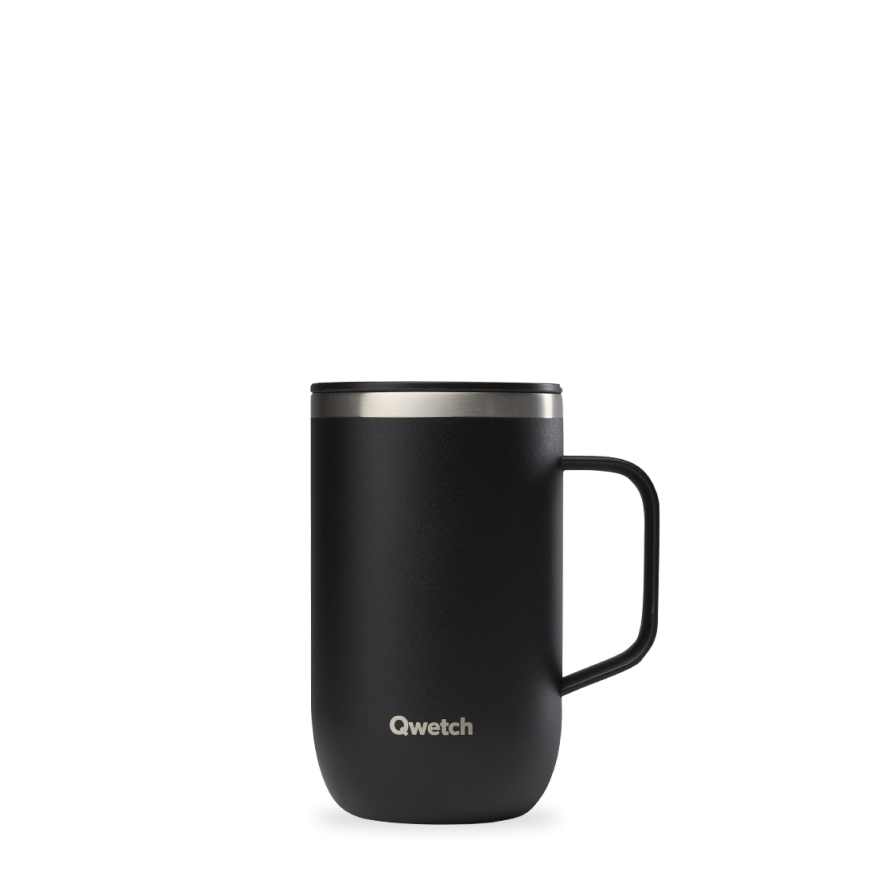 Travel mug isotherme avec anse  inox noir - 470ml- Qwetch