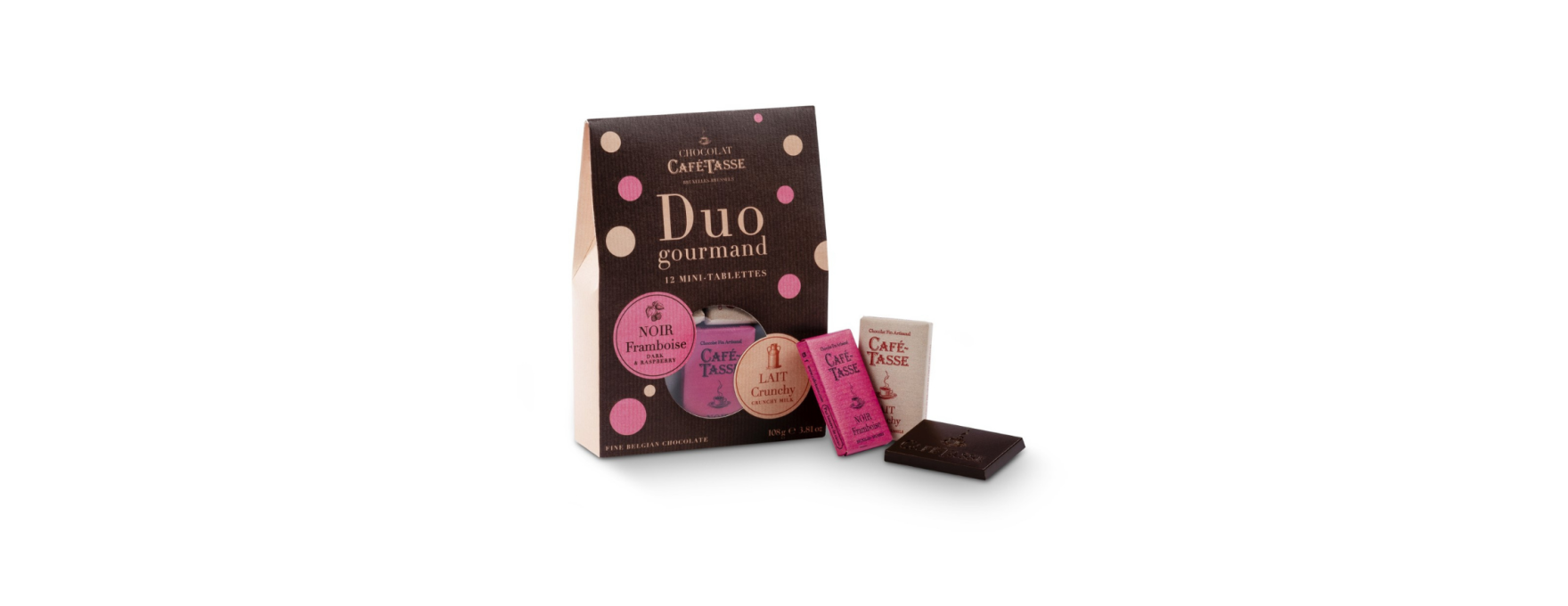Duo gourmand : 12 mini tablettes de chocolats - Café-Tasse