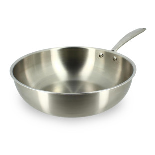 Wok Triply en acier inoxydable 28cm sans PFAS - Menastyl Wok Triply en acier inoxydable 28cm sans PFAS - Menastyl
