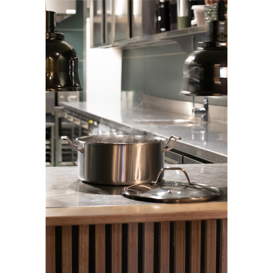 Faitout triply 24 cm inox avec couvercle verre sans PFAS - M