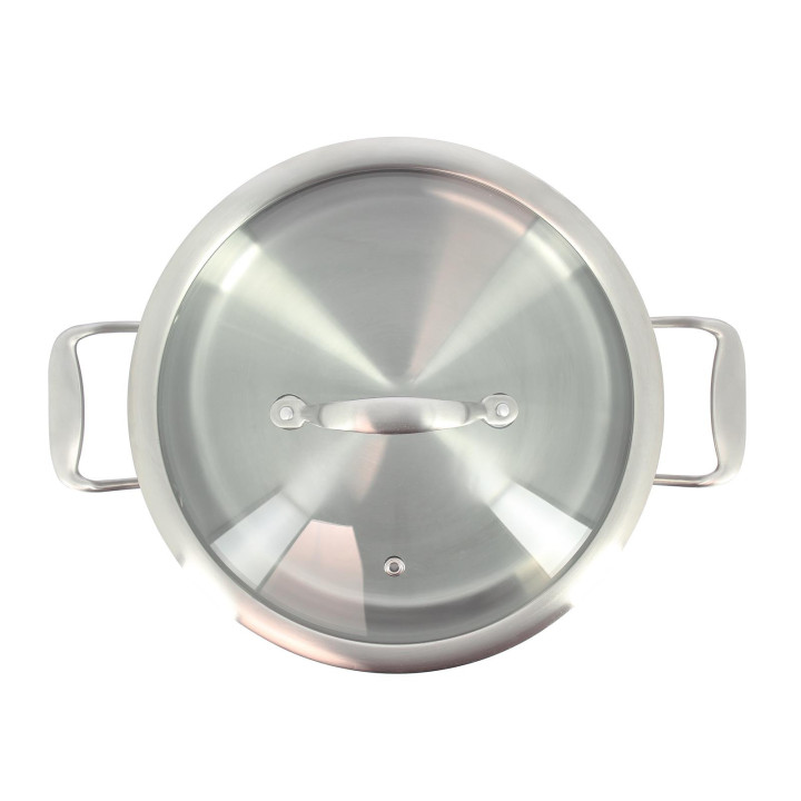 Faitout triply 24 cm inox avec couvercle verre sans PFAS - M