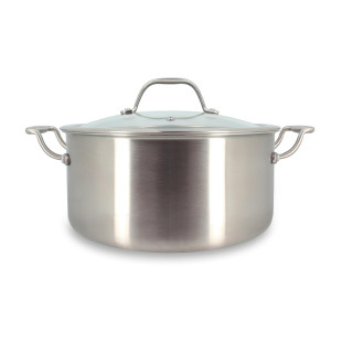 Faitout triply 24 cm inox avec couvercle verre sans PFAS - M