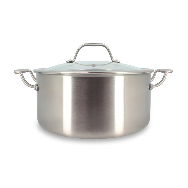 Faitout triply 24 cm inox avec couvercle verre sans PFAS - M