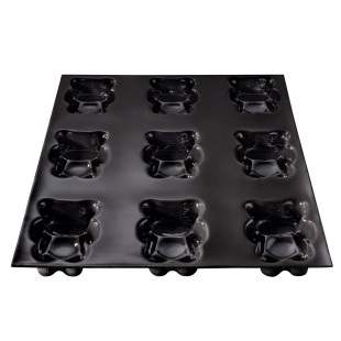 Moule en silicone et tricot de verre 9 oursons 9 x 5.5 x 2 c