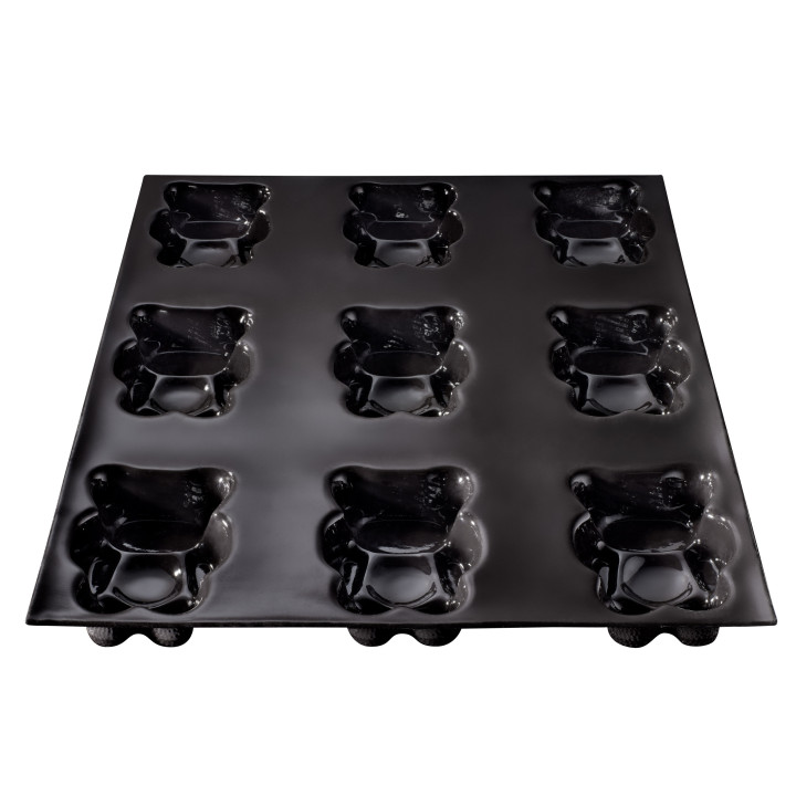 Moule en silicone et tricot de verre 9 oursons 9 x 5.5 x 2 c