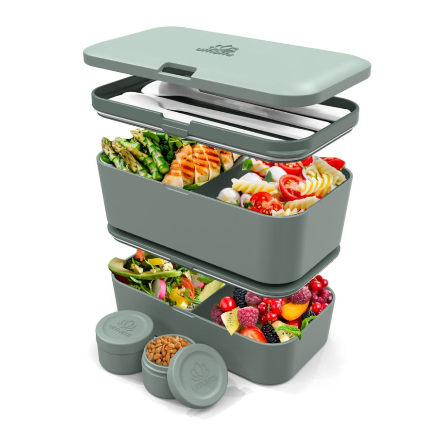 Bento encastrable avec 2 pots et couverts 1,5L vert - ardois